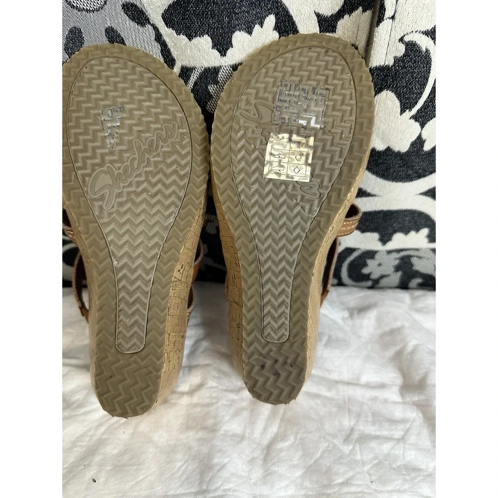 Skechers Women's Size 6.5 Beverlee Tiger Posse Wedge Sandals Brown Leather Shoes - Picture 7 of 7